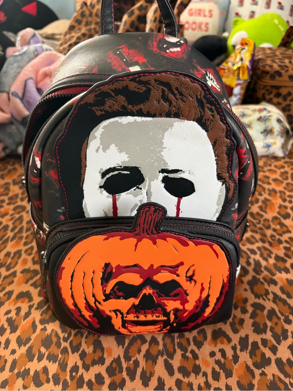 Loungefly Horror Mask Mini Backpack - Black, Orange, White
